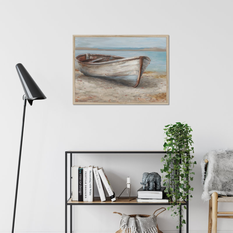 Whitewashed Boat I by Ethan Harper - Painting, Natural Wood Framed Paper Print, 55cm H x 80cm W