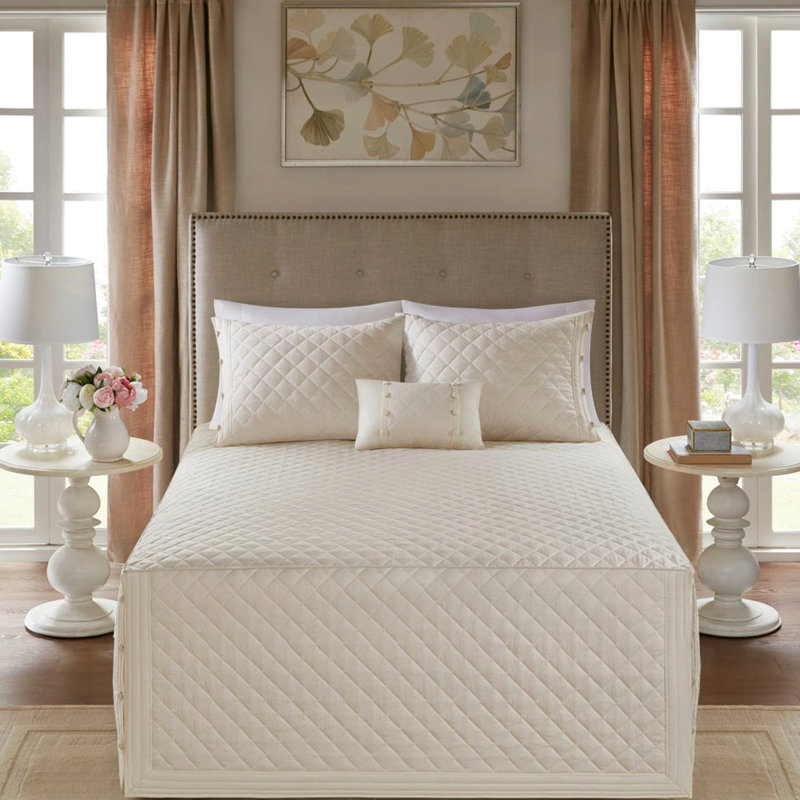 Couvre-lit très grand en coton kaki, réversible avec lit à rabat et bourre de 24 po, coussin décoratif