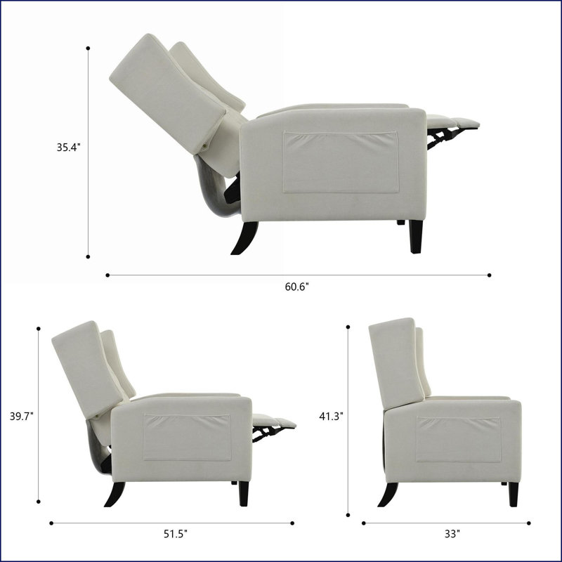 Fauteuil inclinable inclinable moderne avec table d'appoint pliable Ports USB | Polyester beige, Crème