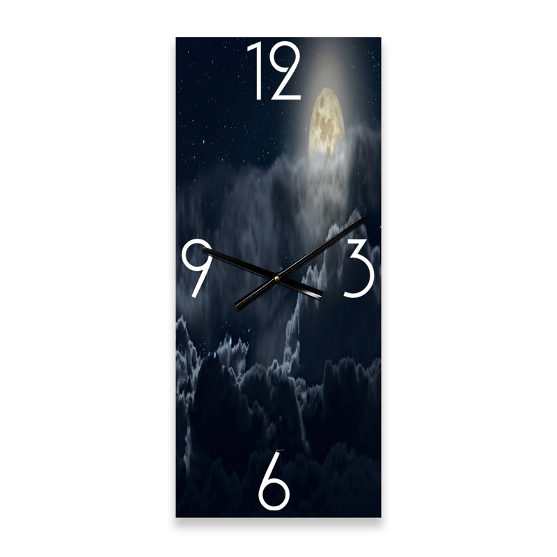 Horloge murale nautique et côtière nuageuse à la pleine lune, Petit