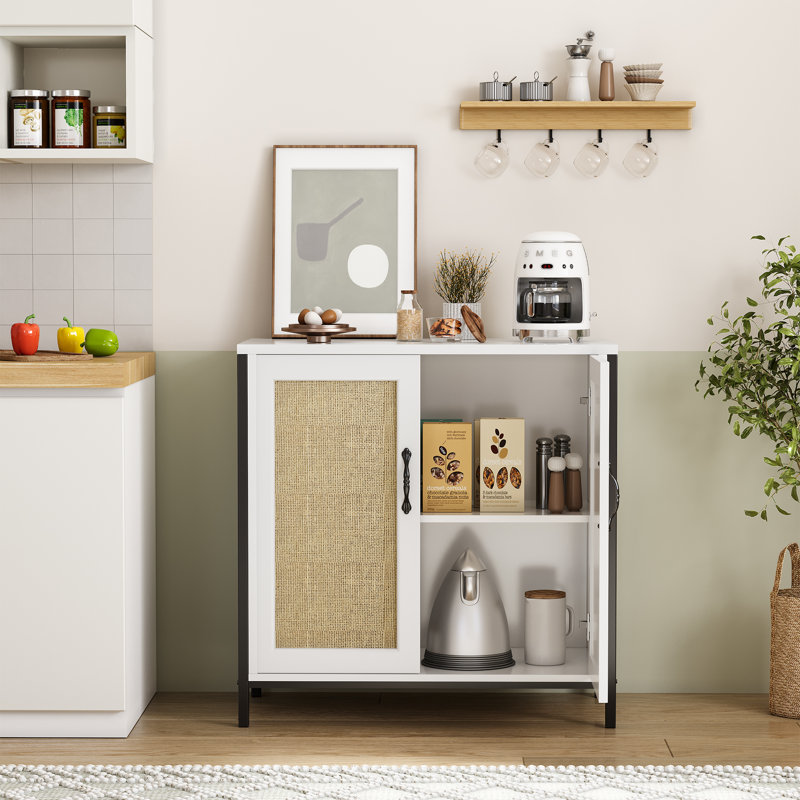 Armoire avec portes en rotin - Unité de rangement fonctionnelle avec portes et tablettes