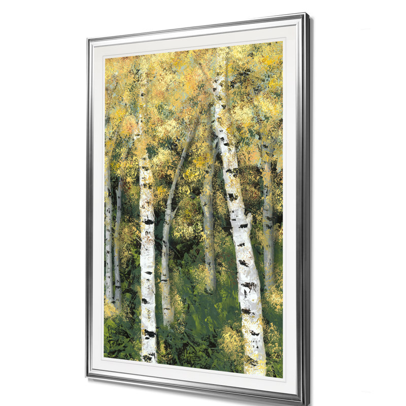 «Birch Treeline III», reproduction, H 24 po x l 20 po x 1,5 po, Cadre argenté