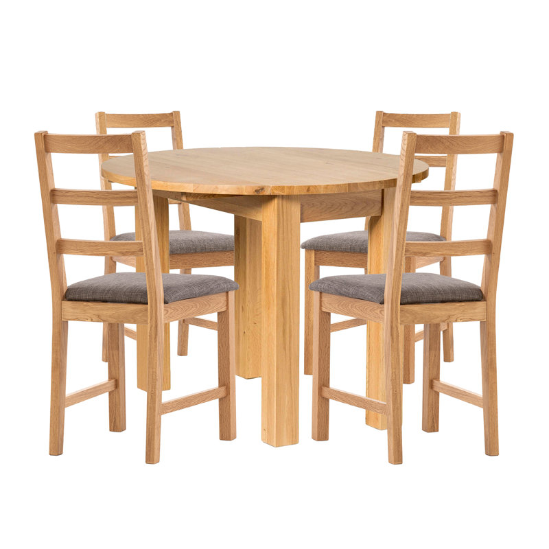 4 - Person Drop Leaf Solid Oak Dining Set, Grey