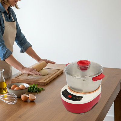 5L Electric Dough Mixer, Dough Kneading Machine(Silver+Red)