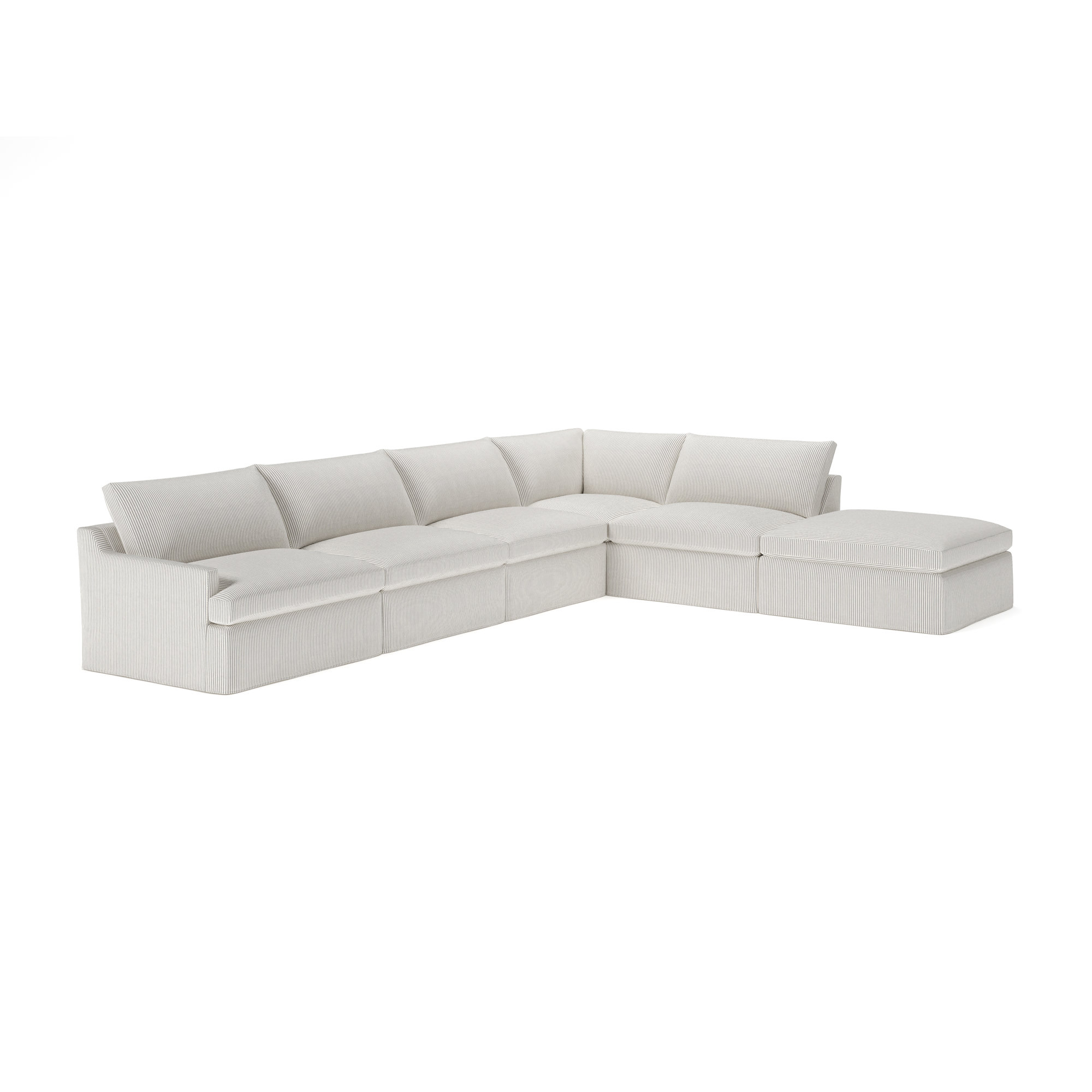 Wrenley 6-Piece Slipcovered Modular Sectional Right Hand Facing, Cruise Gray Striped, Right Hand Facing