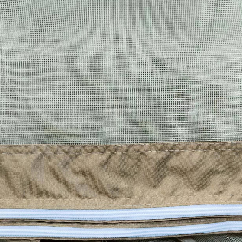 Moustiquaire pour gazebo 3 x 3 m, 4 parois en maille avec fermetures éclair, beige, 296 cm L x P x 206 cm H, fixée par deux sangles aux coins, filet de remplacement pour terrasse, format X, entrée et sortie faciles
