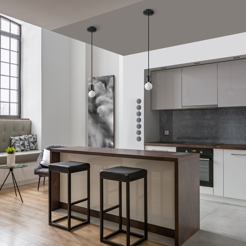 Glossy Black Glass Mini Pendant Light with LED Bulb