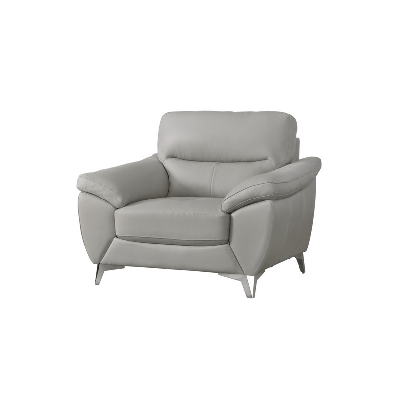 Sorenson Upholstered Armchair, Gray Genuine Leather