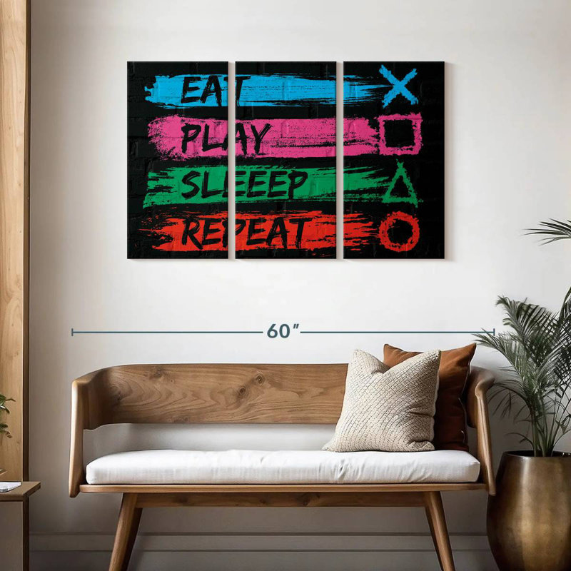 Senne Eat Play Sleep Repeat, 28" H x 45" W