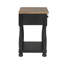 Table de chevet Ginie, ports USB et tiroir, tablette, bois de chêne rustique noir
