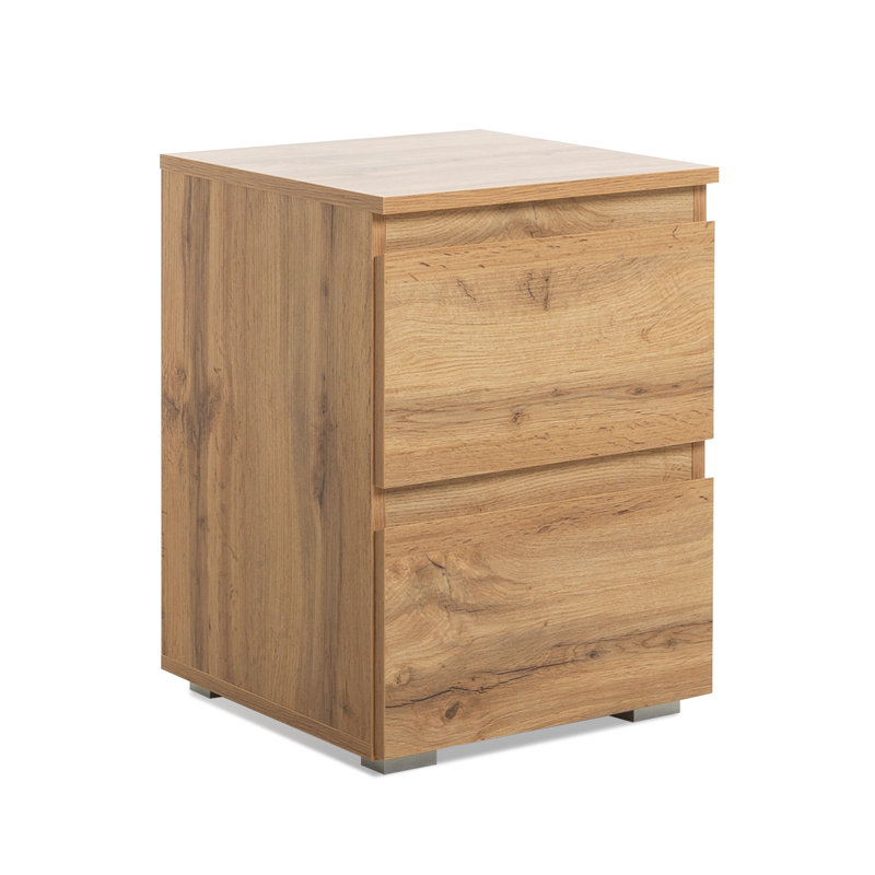 Acord 40cm W Manufactured Wood Bedside Table, Light brown