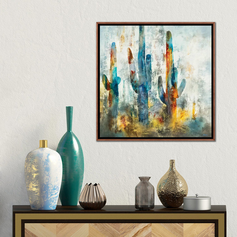 «Saguaro Forest» encadré par Scott Brems, H 18 po x l 18 po x P 1,5 po, Toile flottante classique avec cadre en bois, Non
