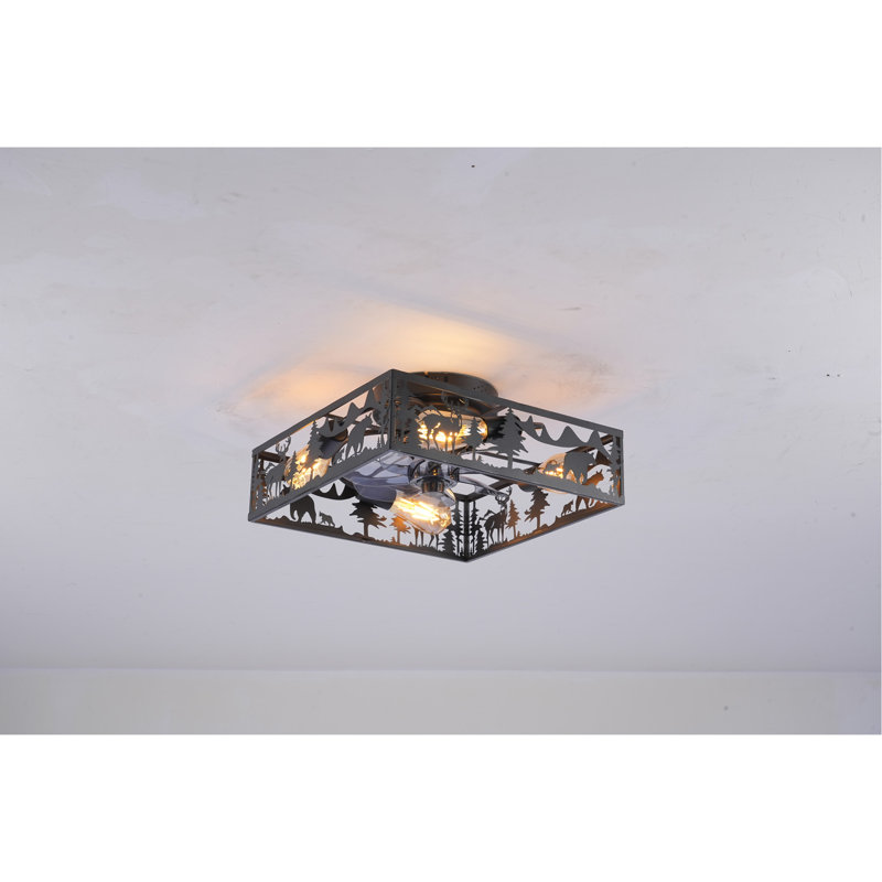 20'' Square Fabric Farmhouse Flush Mount Ceiling Fan .Bladeless Ceiling Fan 6 Speed Reversible with  Remote Control,Flush Mount  Ceiling Fan for Bedroom, Living Room--NOT Included Bulbs--Matte Black