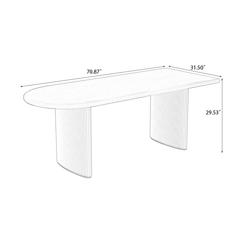 Nut-brown + Half-circle Solid Wood Dining Table, Black, 29.53"H x 70.87"L x 31.5"W