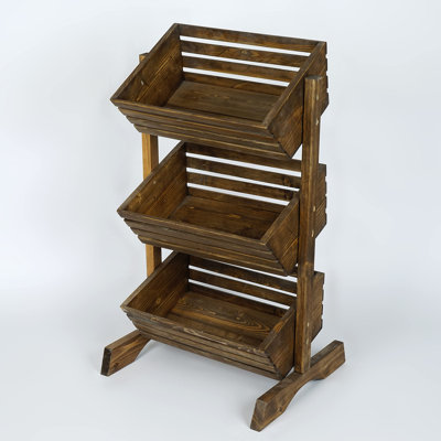  Panier à fruits à 3 niveaux fait à la main, porte-bol à fruits en bois, support de rangement pour légumes pour comptoir de cuisine, garde-manger et fruiterie (naturel)
