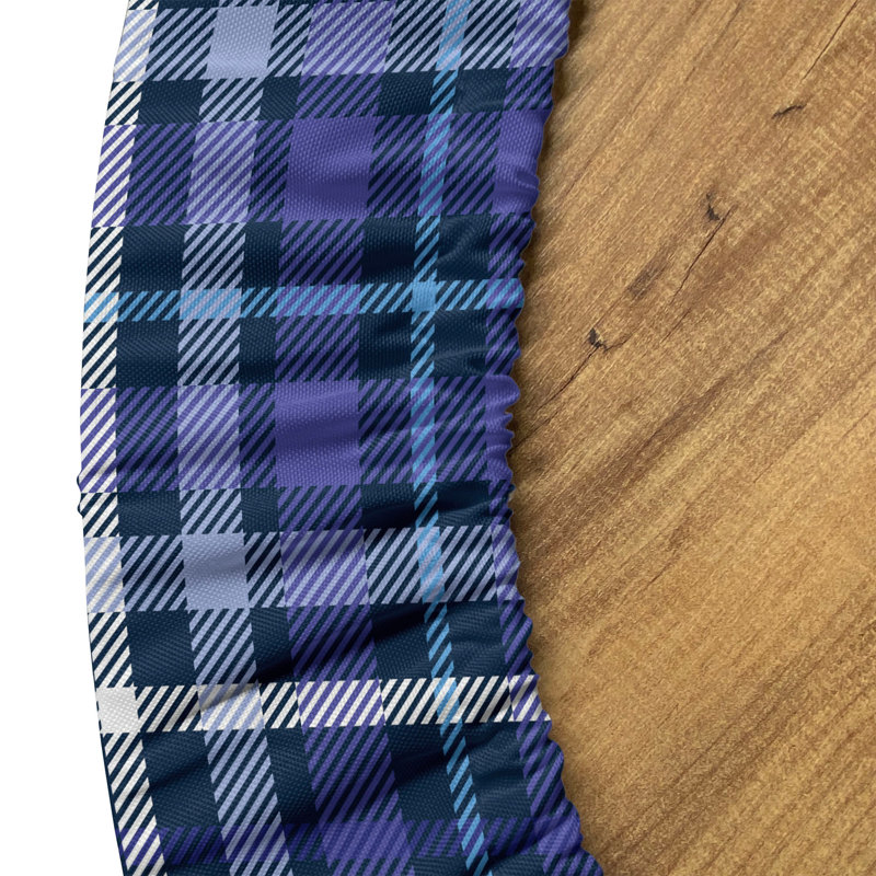 Ambesonne Plaid Fitted Round Tablecloth Dark Lavender Indigo, 51.97" Round