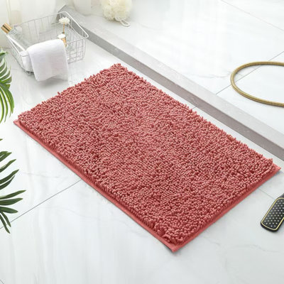 Tapis de salle de bain en chenille de luxe 23 x 16 pouces / 60 x 40 cm, tapis de bain à poils longs très doux et absorbant, lavable à la machine, tapis de couloir moelleux antidérapant pour la baignoire, la douche et le plancher, accessoires de décoration intérieure