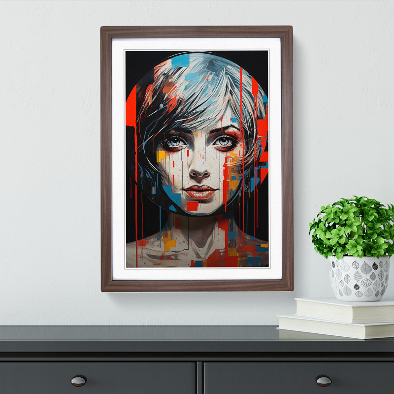 Vinyl Record Tachisme Art - Framed Print, Walnut Framed, 46cm H x 34cm W