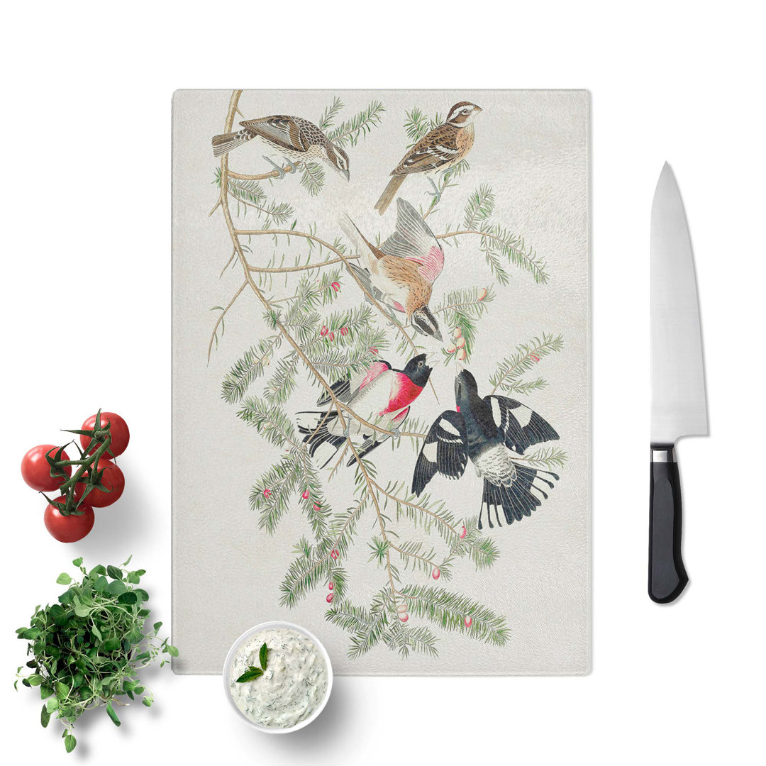 Tempered Glass Grosbeak by John James Audubon Chopping Board