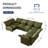 L-Shaped Upholstered Modular Sectional Sofa With Storage, 7 Seat  Corduroy  Couche With Adjustable Arms Backs,Plush Supportive Cushions, Green-192635001