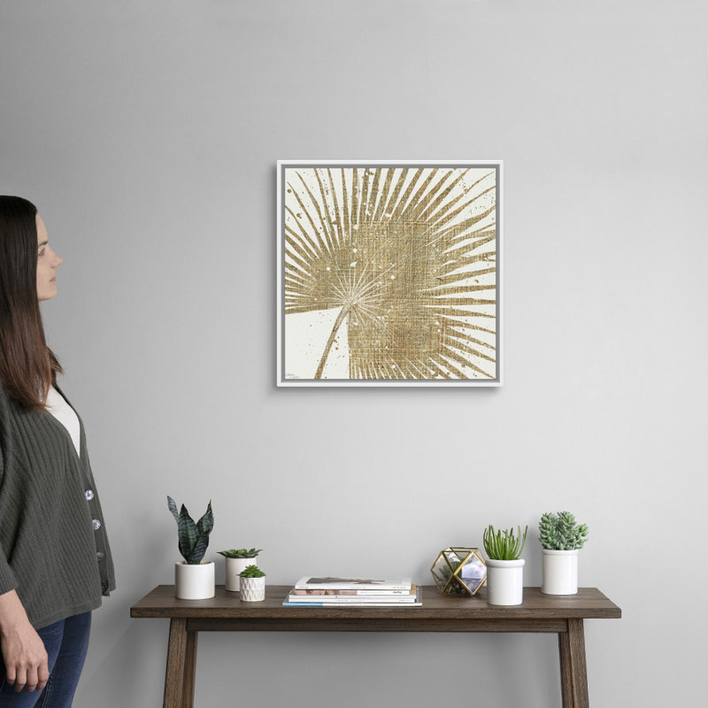 Toile dorée II, art mural, H 22 po x l 22 po, Toile avec cadre blanc