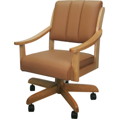 Burholme Solid Wood Leather Dining Caster Chair