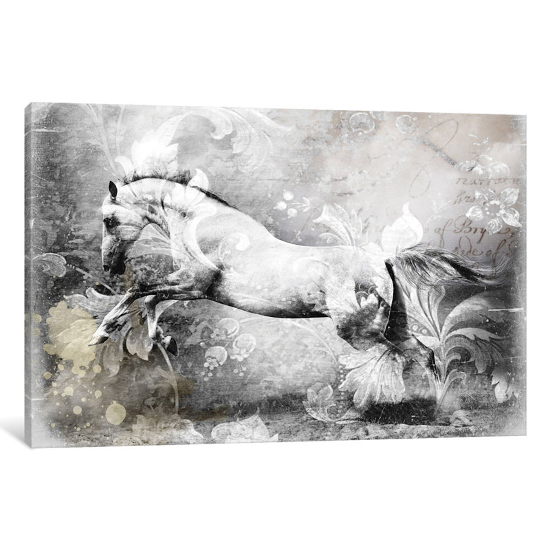 " White Horse " by GraphINC, 26" H x 40" W x 1.5" D, Wrapped Canvas