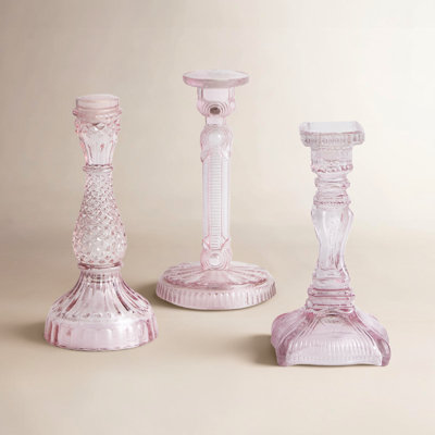 3-Piece Glass Candlestick Set