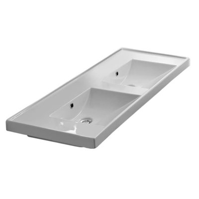 Lavabo de salle de bain rectangulaire encastré en céramique blanc brillant ML avec trop-plein