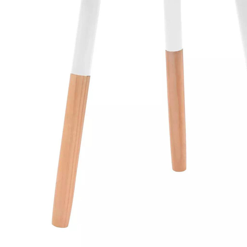 Side Table Round End Sofa Table Coffee Table Solid Pinewood, White/Brown