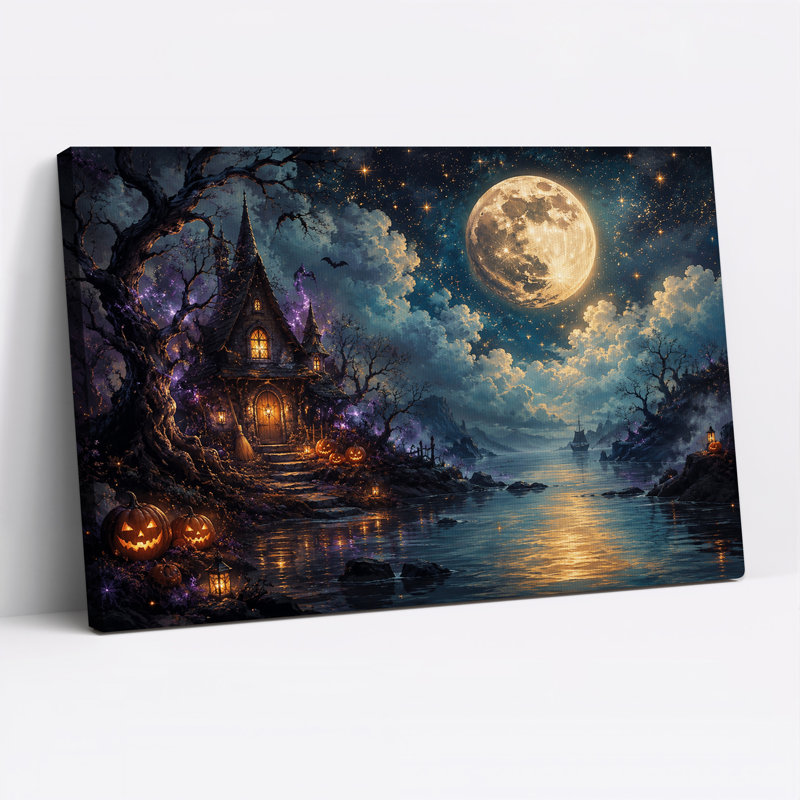 Art mural sur toile Spooky Witch House, 28"H x 40"W