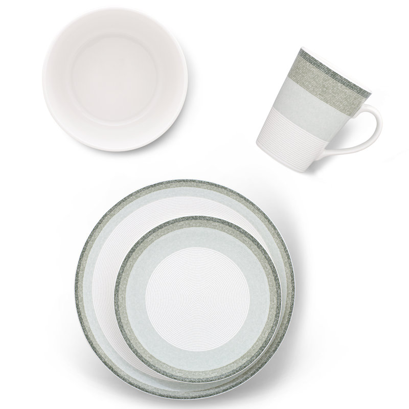 Noritake Colorscapes Layers Coupe 4-Piece Place Setting, Service for 1, Sage
