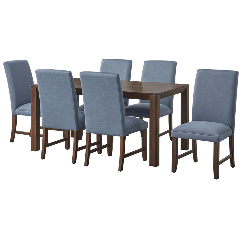 Ensemble de salle à manger Feeney, 7 pièces : table, 6 chaises, Bleu