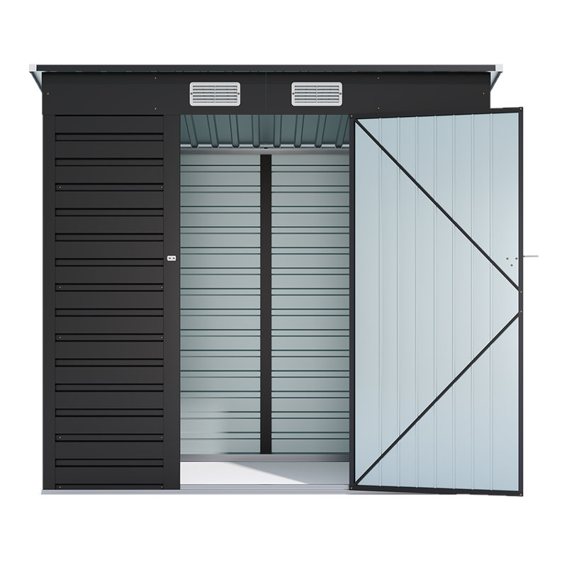 Galvanized Steel Storage Shed, Black