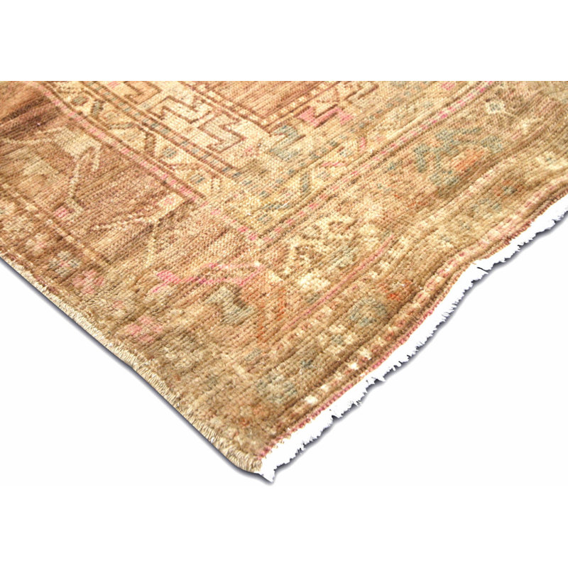 One-of-a-Kind Hand-Knotted 1960s 5'7" x 12'4" Runner Wool Area Rug in Brown/Beige