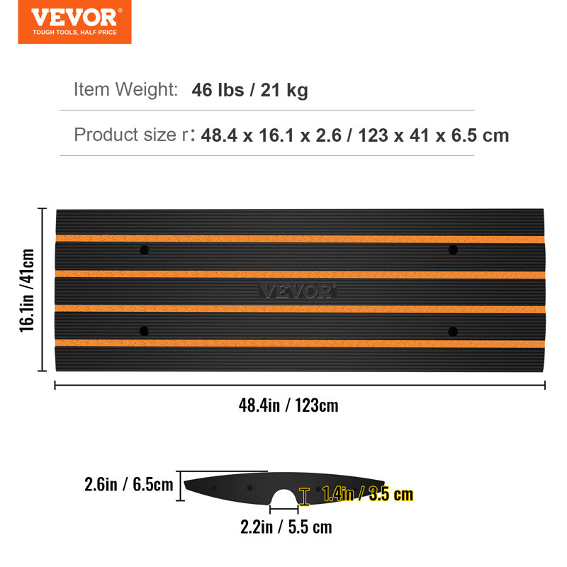 Stellweilan Tessberg Rubber 16'' L Threshold Ramp