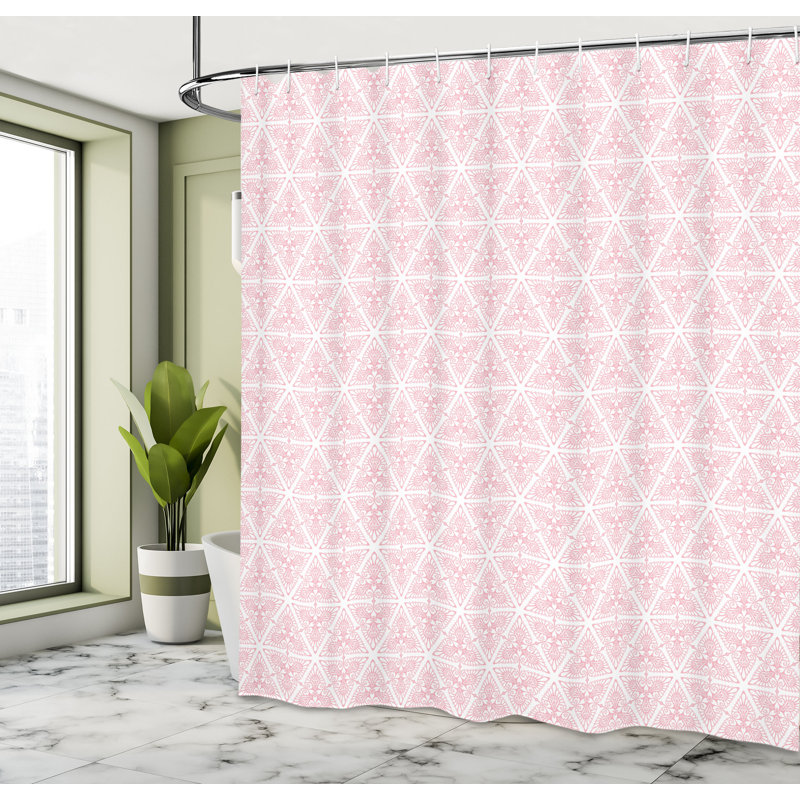 Ensemble de rideau de douche + crochets, Rose pâle, H 84 po x l 69 po