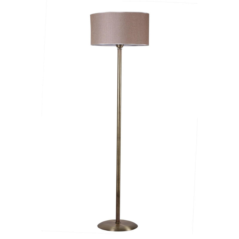 Lampe sur pied élégante avec corps en métal Luro, finition en cuivre, hauteur 61,0 pouces | Abat-jour de 17,7 pouces de diamètre | Câble 9,8 pi, douille E27, 60 W maximum | Solution d'éclairage élégante pour les espaces de salon, de chambre à cou