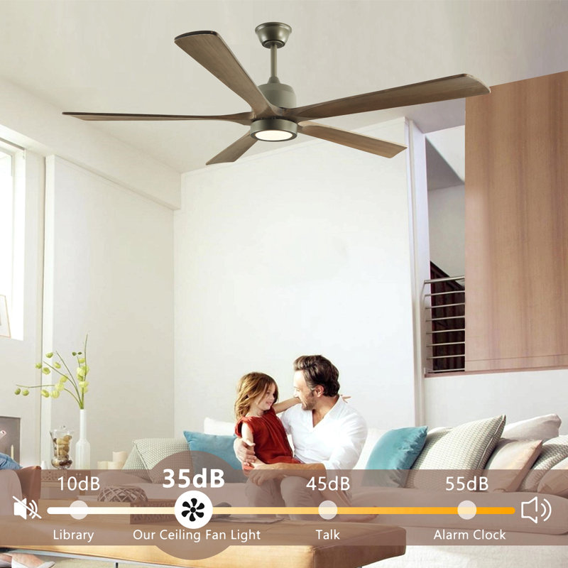 60" Modern Wood Ceiling Fan With Light And Remote Control,6-Speed Noiseless Reversible Dc Motor, Ceiling Fan For Kitchen Dinning Living Room