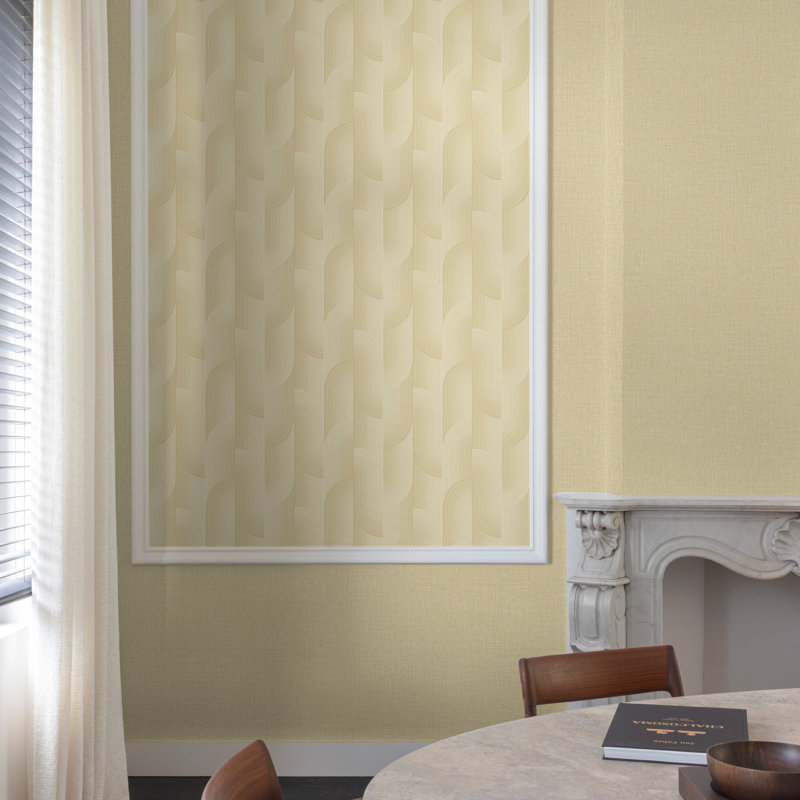 Precious Weaves Collection Geometric Swirls Wallpaper Roll, Beige
