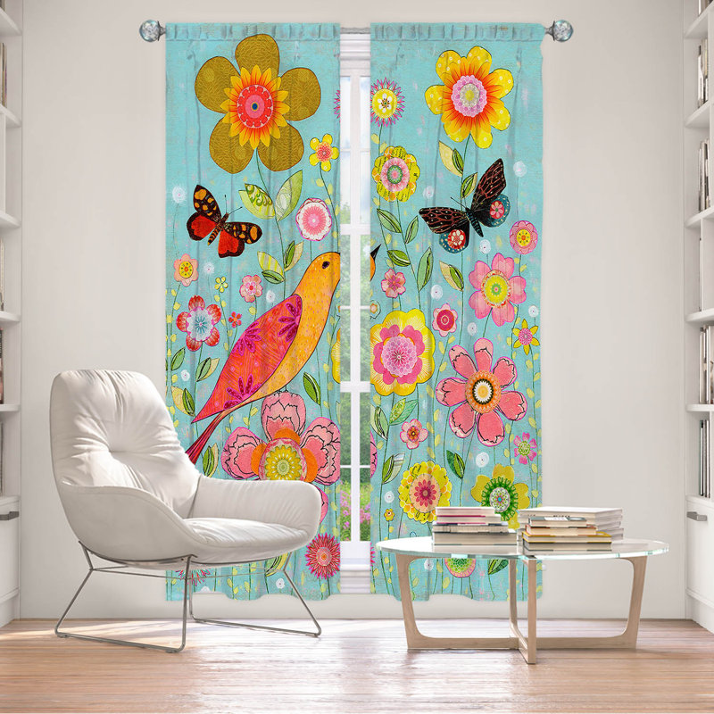Ensemble de rideaux en polyester 2 pièces Flower Meadow, L 20 po x L 52 po