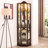Classic Glass Display Cabinet With Push - To Open Design, Adjustable Shelves, And Tipping Feature For Dining Room Decor Quick Assembly Corner Arched Floral Carving, Doors, Acrylic Back Panel Safe-1019257836