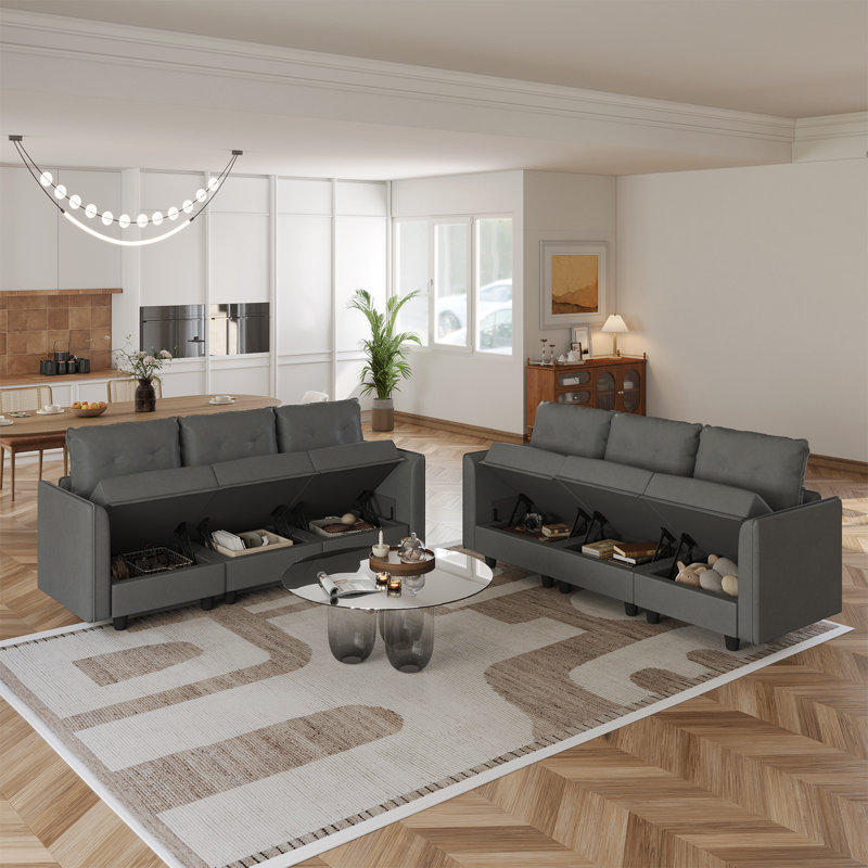 Canapé modulaire modulaire 2 pièces Zendajas, Mélange de polyester gris
