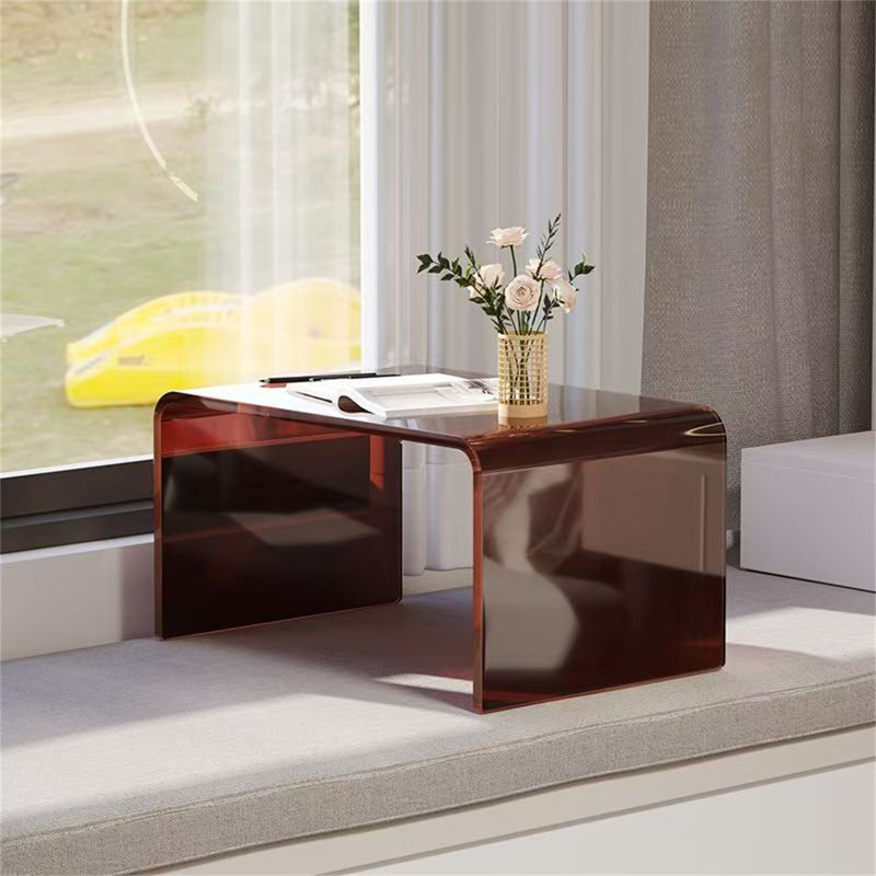 Modern Acrylic Side Table - Transparent Minimalist End Table for Living Room & Bedroom, Contemporary Accent Table with Crystal-Clear Design