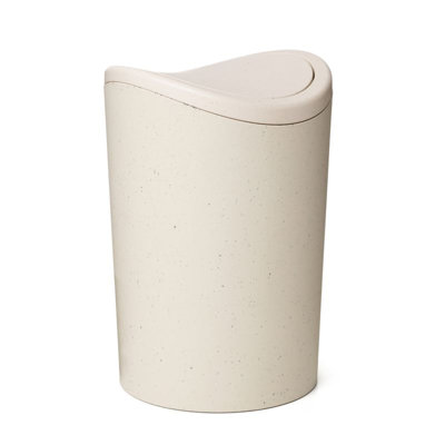 Superio Small Swing Top Bathroom Trash Can, 6 L, Gray