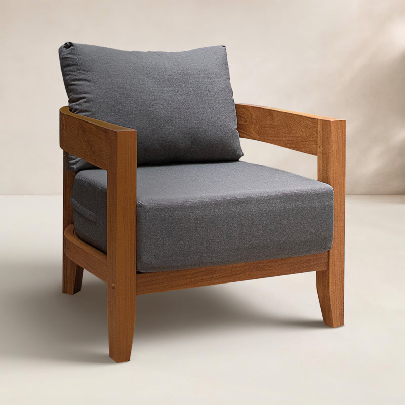 Keaton Teak Patio Chair with Cushions, Gray