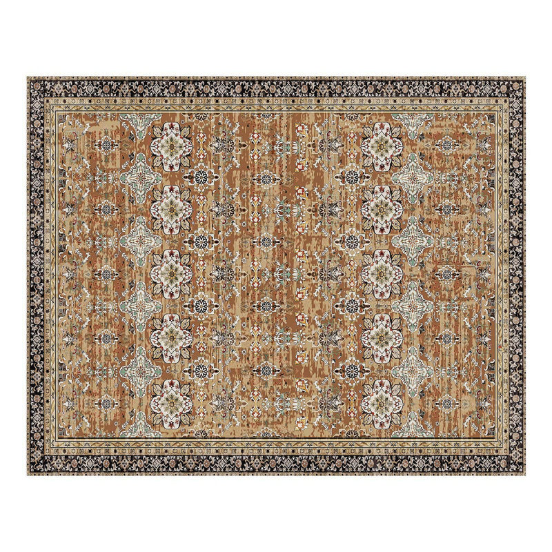 Large Area Rug 7.5X9.5 Ft Anti-Skid Tear-Resistant Floor Mat Vintage Brown Green, Rectangle 7'6" x 9'6"