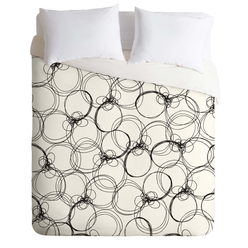 Housse de couette à cercles légers, Grand, Blanc et gris
