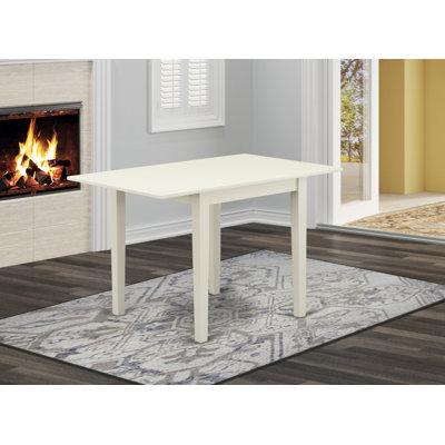 Table de salle à manger Norden Mid-Century moderne - un plateau de table rectangulaire avec pieds Dropleaf et élégants, lin blanc