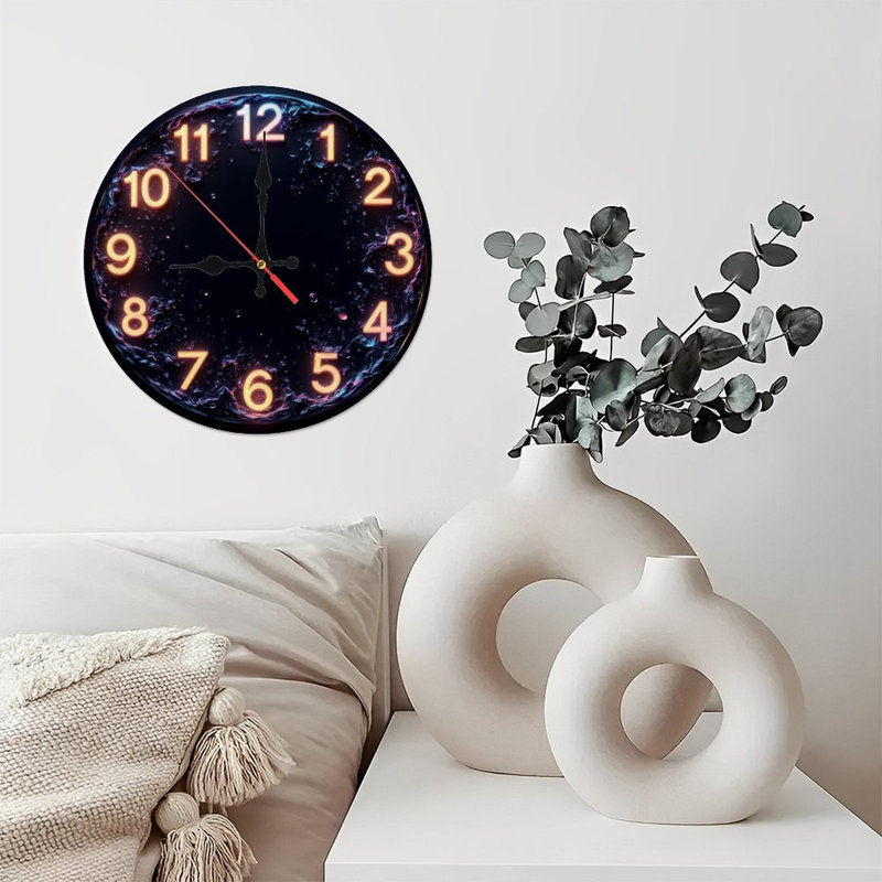 Chiffres de style néon sur cadran de l'horloge liquide